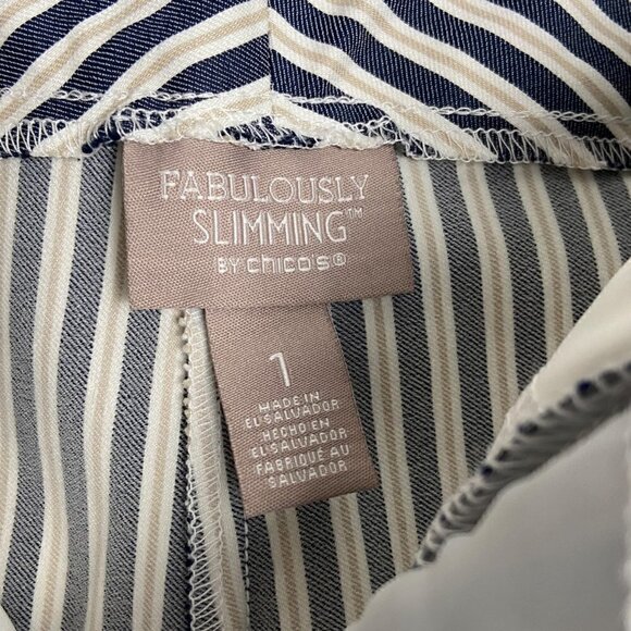 𝅺CHICOS Fabulously Slimming Striped Trouser Pants Size 1 - Picture 7 of 8